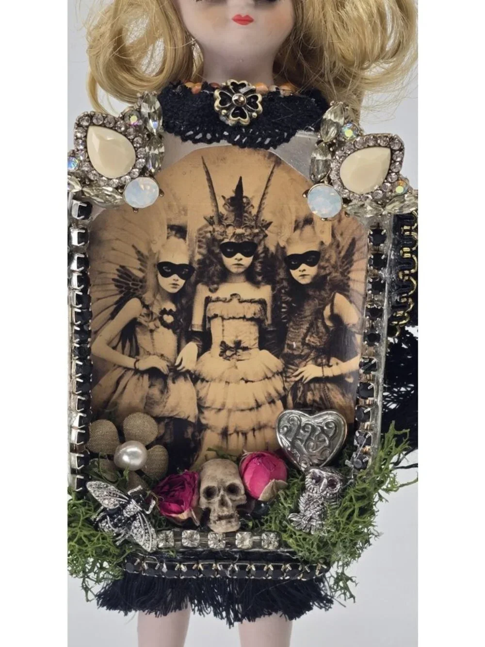 OOAK Mixed Media Assemblage Art Doll Masquerade Queen Witch Gothic Curiosity 10